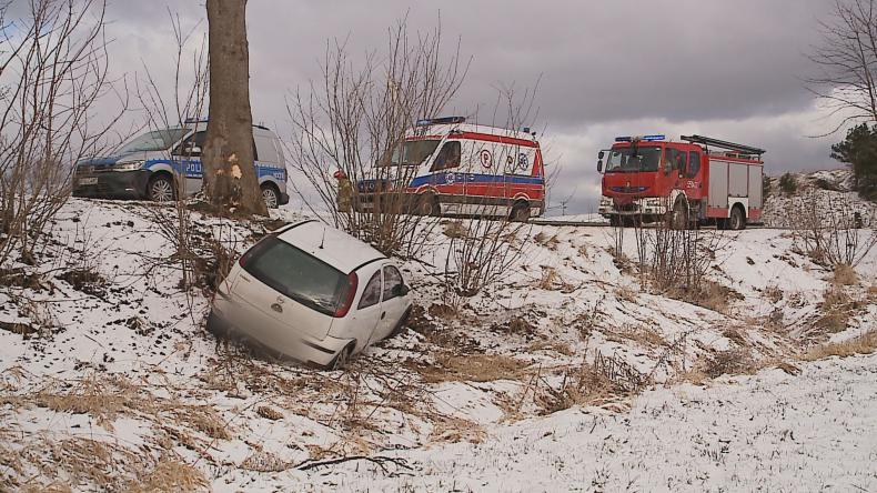 Samochód osobowy uderzył w drzewo – dwie osoby w szpitalu
